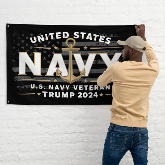 United States Navy Veteran Trump 2024 Flag – Anchored in Patriotism!