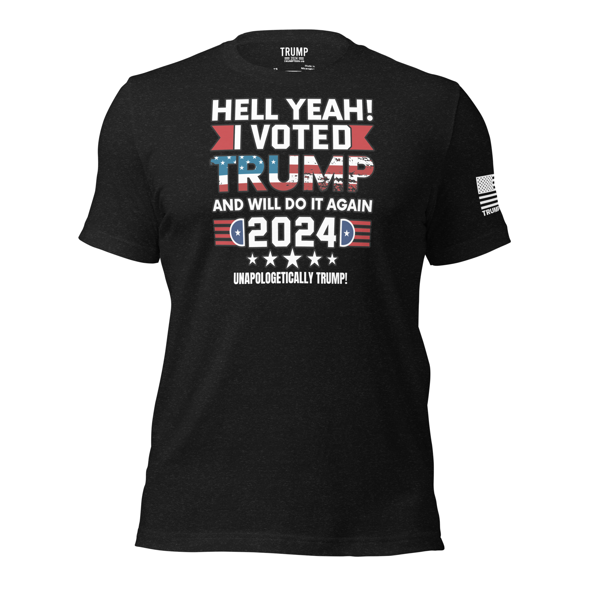 Hell Yeah! I Voted Trump And Will Do It Again 2024" T-shirt. BLK